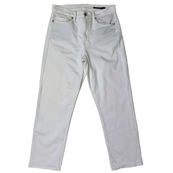 Banana Republic White Mid Rise Straight Leg Cotton Denim Pants Women's 30 - Picture 1 of 12